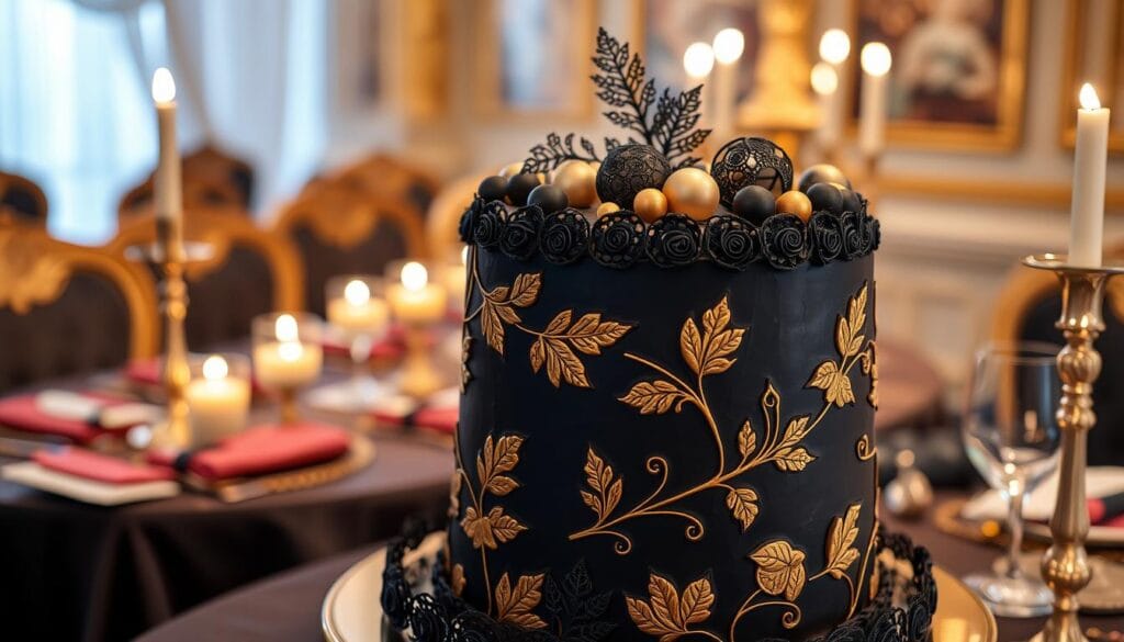 black and gold cake ideas