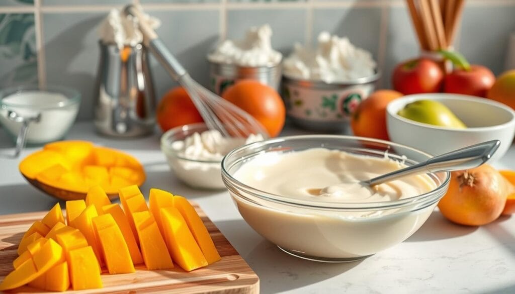 mango dessert preparation