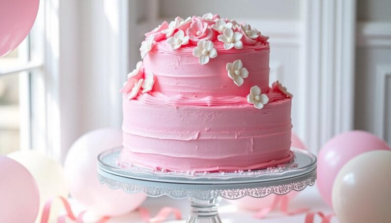 pink birthday cake