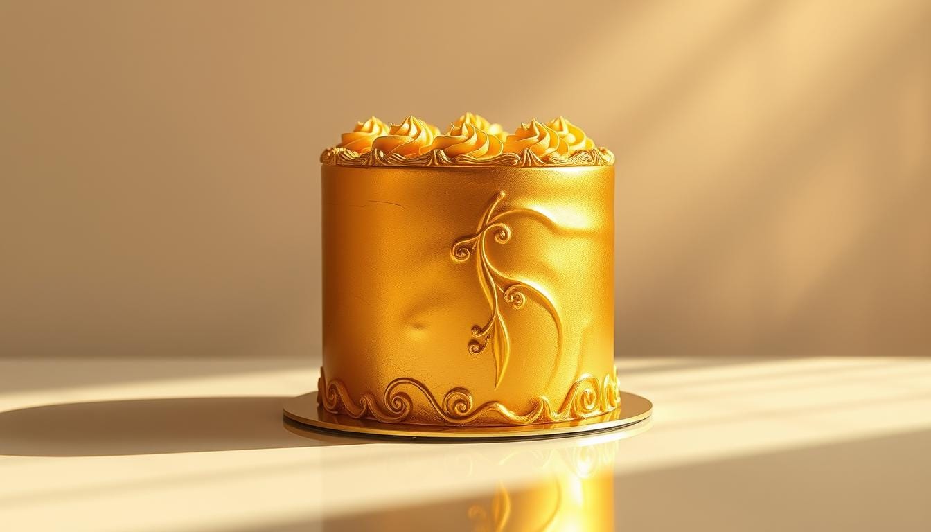 gold birthday cake