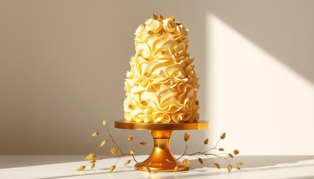 gold themed birthday cake