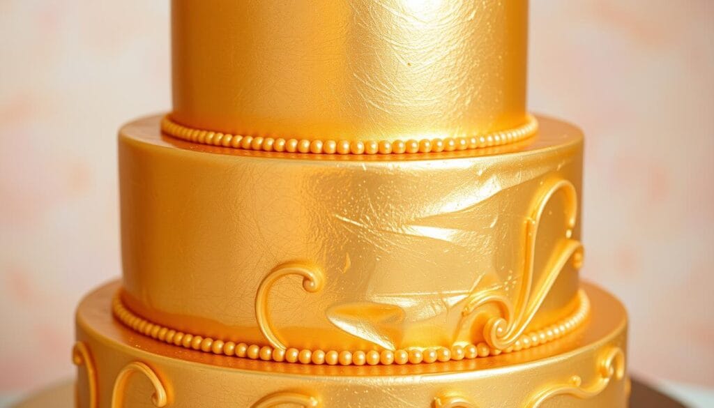 metallic gold cake