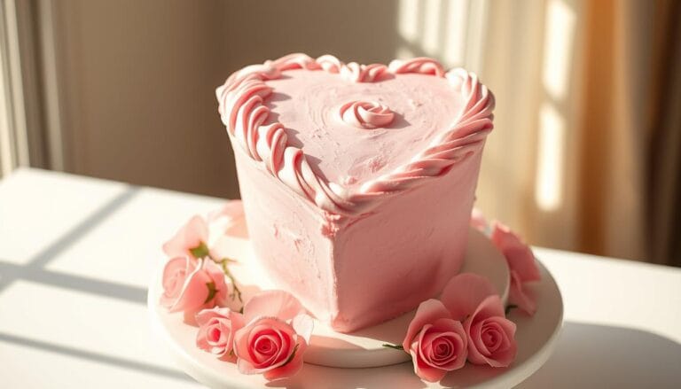 pink heart cake